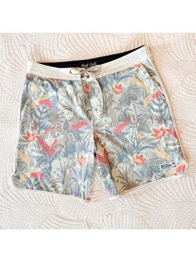 Howler Brothers Men's Bruja Boardshorts Swim Trunks Off White Ottine Scene Sz 36